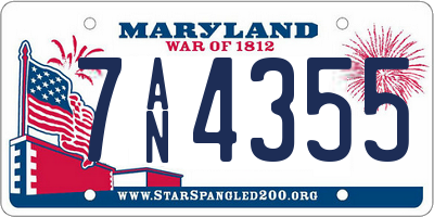 MD license plate 7AN4355