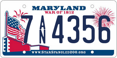 MD license plate 7AN4356