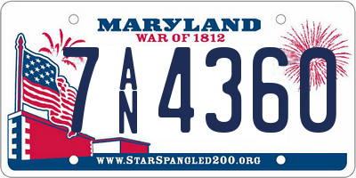 MD license plate 7AN4360