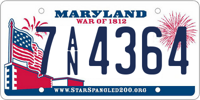 MD license plate 7AN4364