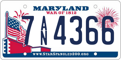 MD license plate 7AN4366