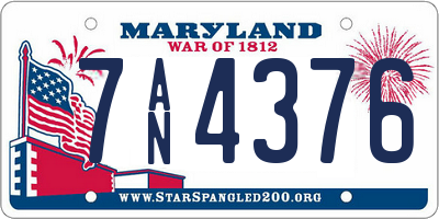 MD license plate 7AN4376