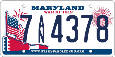 MD license plate 7AN4378