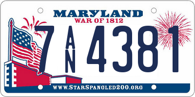 MD license plate 7AN4381