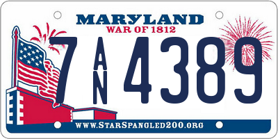MD license plate 7AN4389