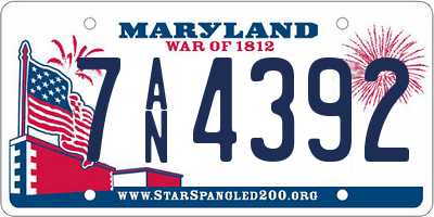 MD license plate 7AN4392