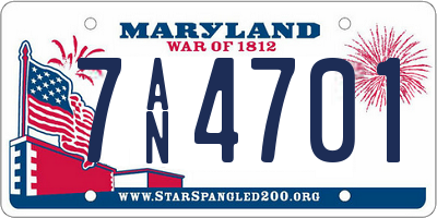 MD license plate 7AN4701