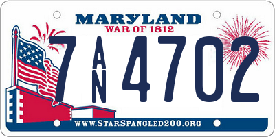 MD license plate 7AN4702