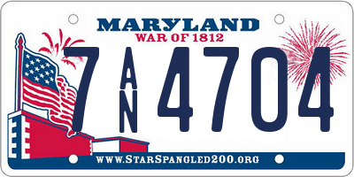 MD license plate 7AN4704