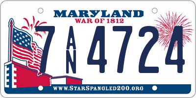 MD license plate 7AN4724