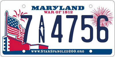 MD license plate 7AN4756