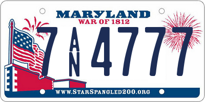 MD license plate 7AN4777