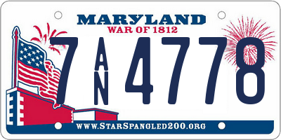 MD license plate 7AN4778