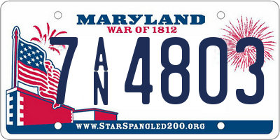 MD license plate 7AN4803