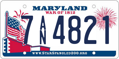 MD license plate 7AN4821