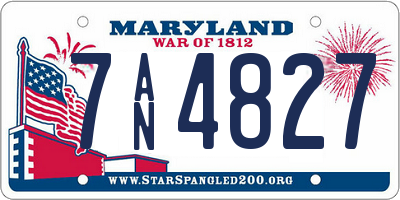 MD license plate 7AN4827
