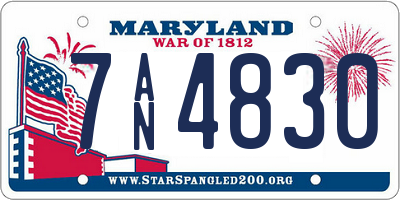 MD license plate 7AN4830