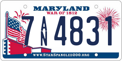 MD license plate 7AN4831