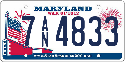MD license plate 7AN4833