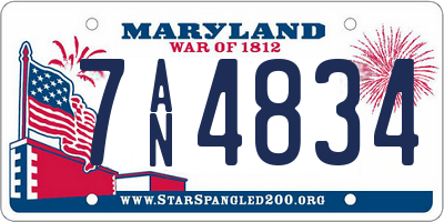 MD license plate 7AN4834
