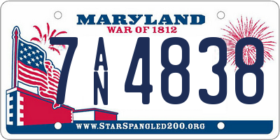 MD license plate 7AN4838