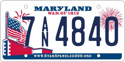 MD license plate 7AN4840