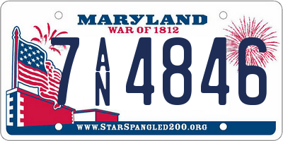 MD license plate 7AN4846