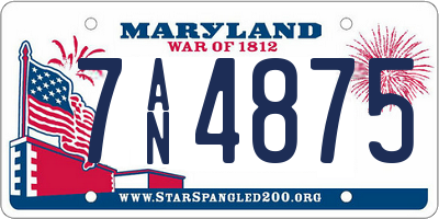 MD license plate 7AN4875
