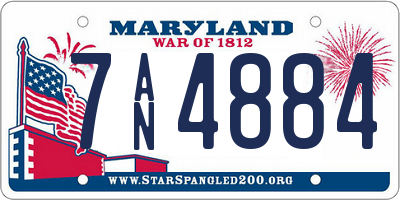 MD license plate 7AN4884
