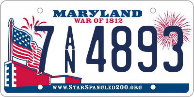 MD license plate 7AN4893