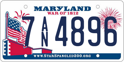 MD license plate 7AN4896