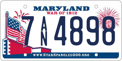 MD license plate 7AN4898