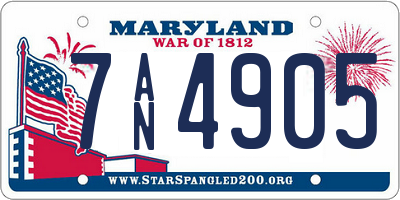 MD license plate 7AN4905
