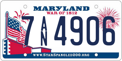 MD license plate 7AN4906