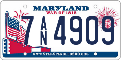 MD license plate 7AN4909
