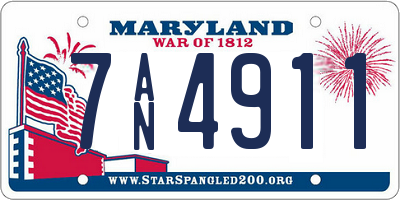 MD license plate 7AN4911