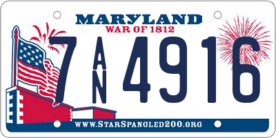 MD license plate 7AN4916