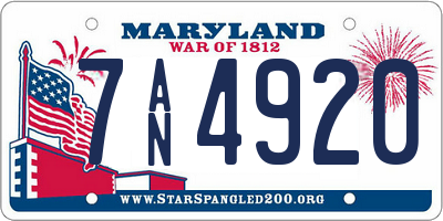 MD license plate 7AN4920