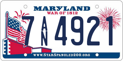 MD license plate 7AN4921
