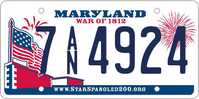 MD license plate 7AN4924