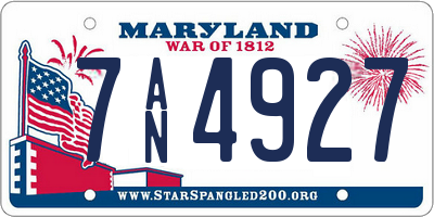 MD license plate 7AN4927