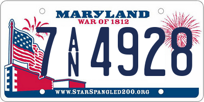 MD license plate 7AN4928