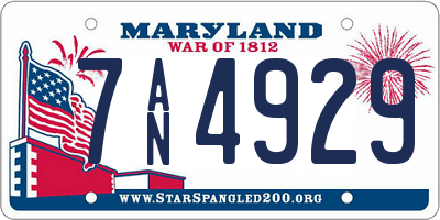 MD license plate 7AN4929