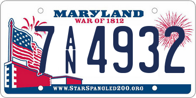 MD license plate 7AN4932