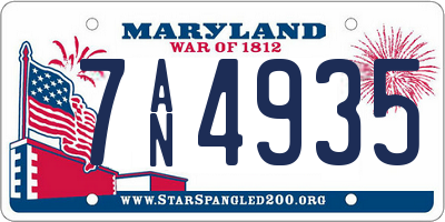 MD license plate 7AN4935