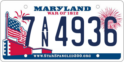MD license plate 7AN4936