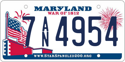 MD license plate 7AN4954