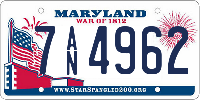 MD license plate 7AN4962