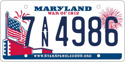 MD license plate 7AN4986