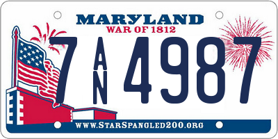 MD license plate 7AN4987